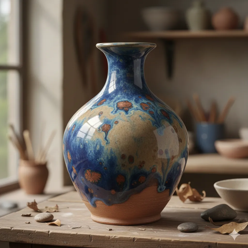 Hand-thrown ceramic vase with custom glazing