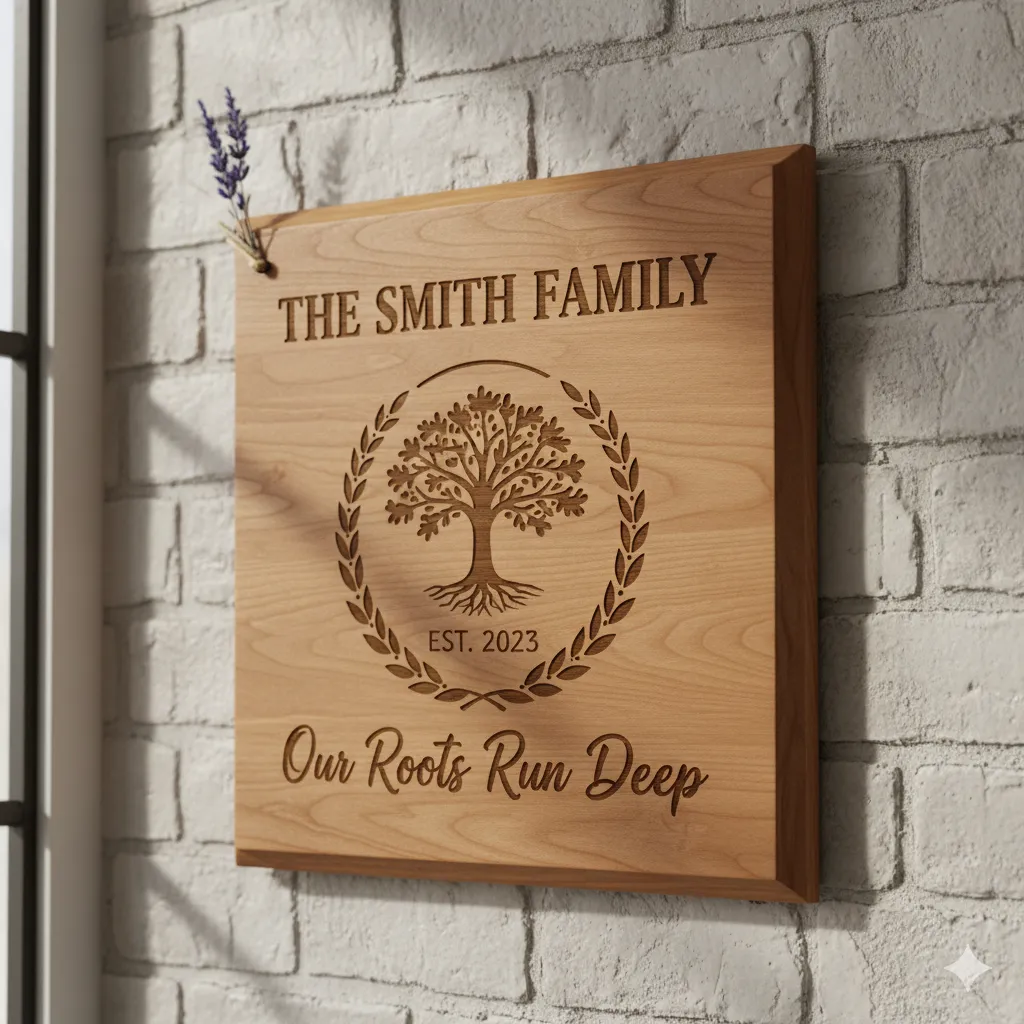 Personalized engraved wooden plaque