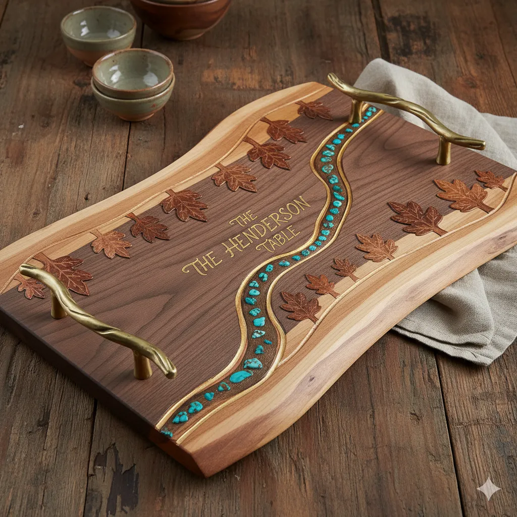 Custom wooden serving tray